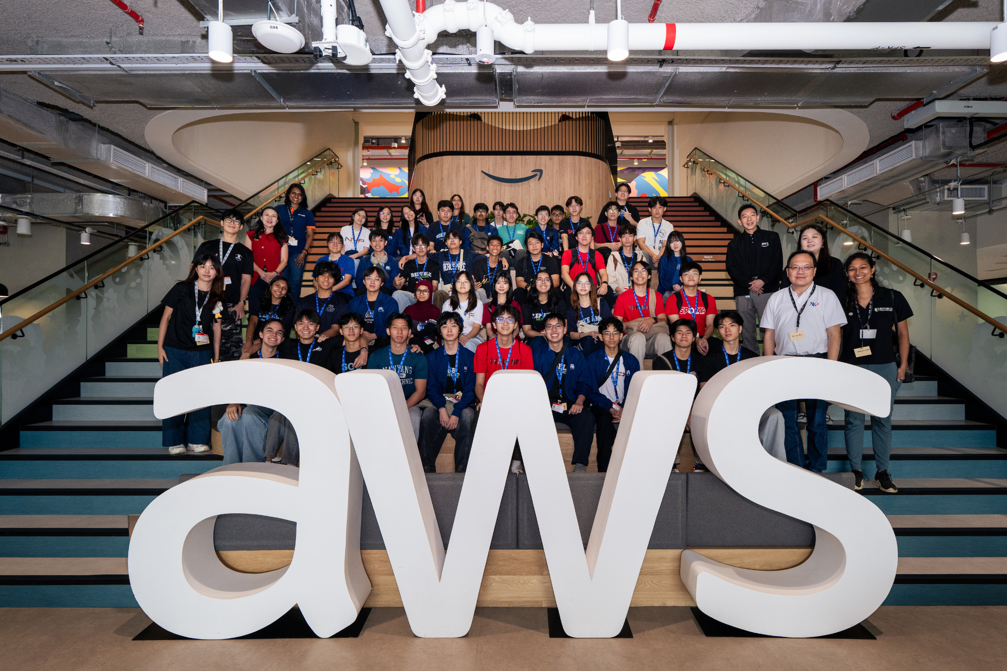 Student delegates attend a Learning Journey at AWS.